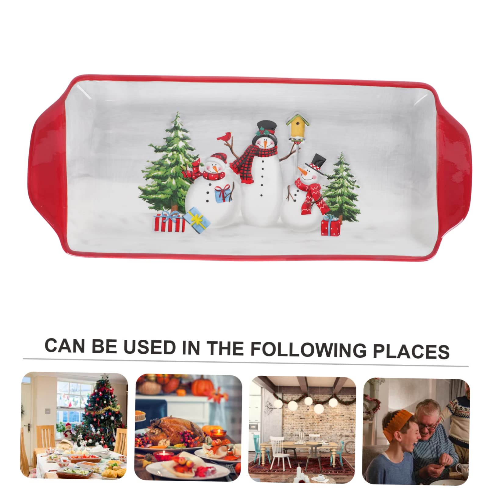 BESTonZON 1pezzi Vassoio per Dolci Natalizio in Ceramica con Motivo Cartoni Animati Piatto da Dessert e Frutta per Portate Domestiche e Feste