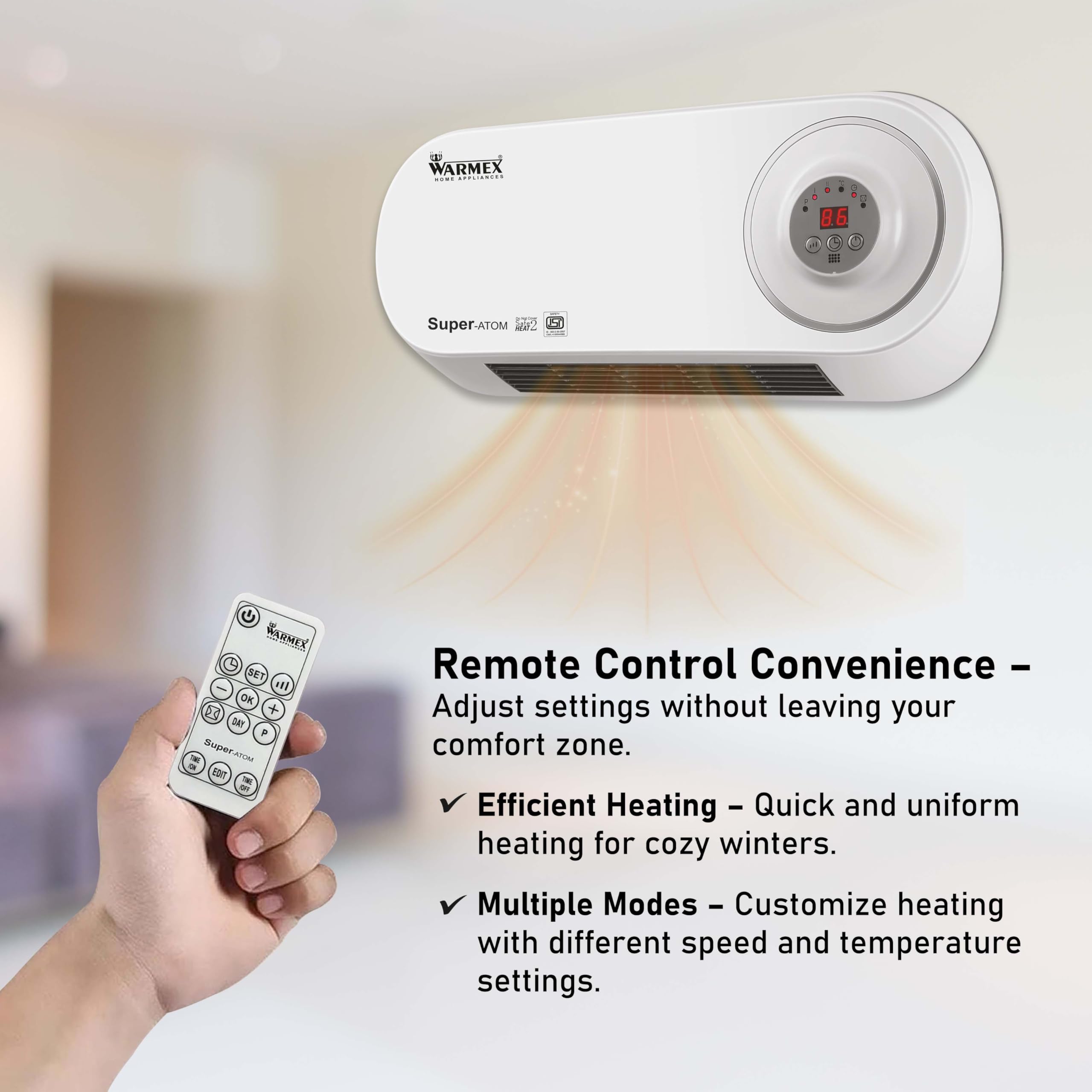 WarMex Super Atom Room Heater - Wall Mount, 2 Heat Modes -6 WarMex Super Atom Room Heater - Wall Mount, 2 Heat Modes -6
