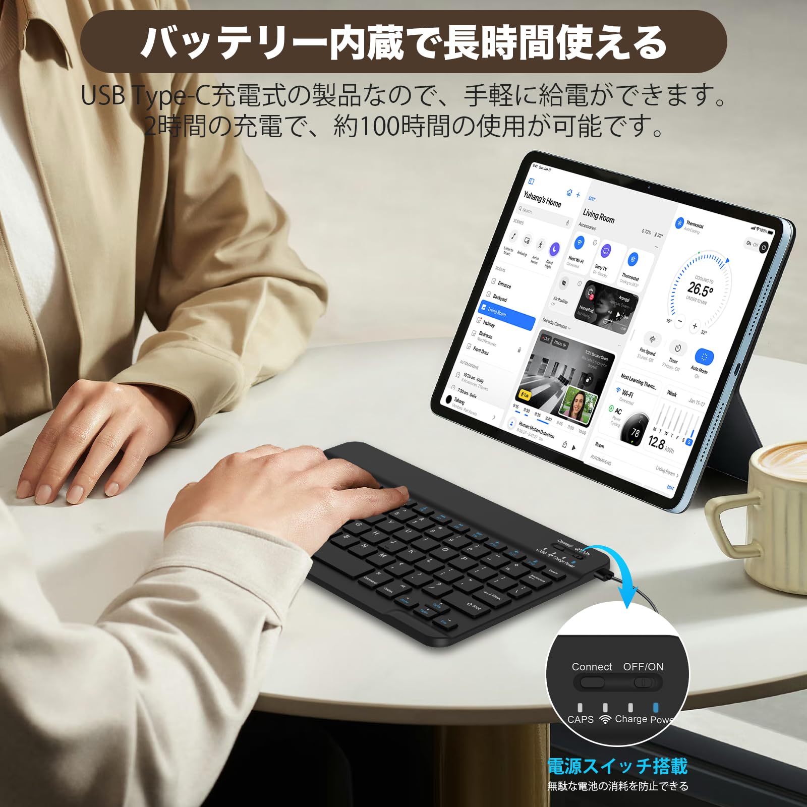Amazon.co.jp: ワイヤレスキーボード Bluetooth 充電式 Type-C対応