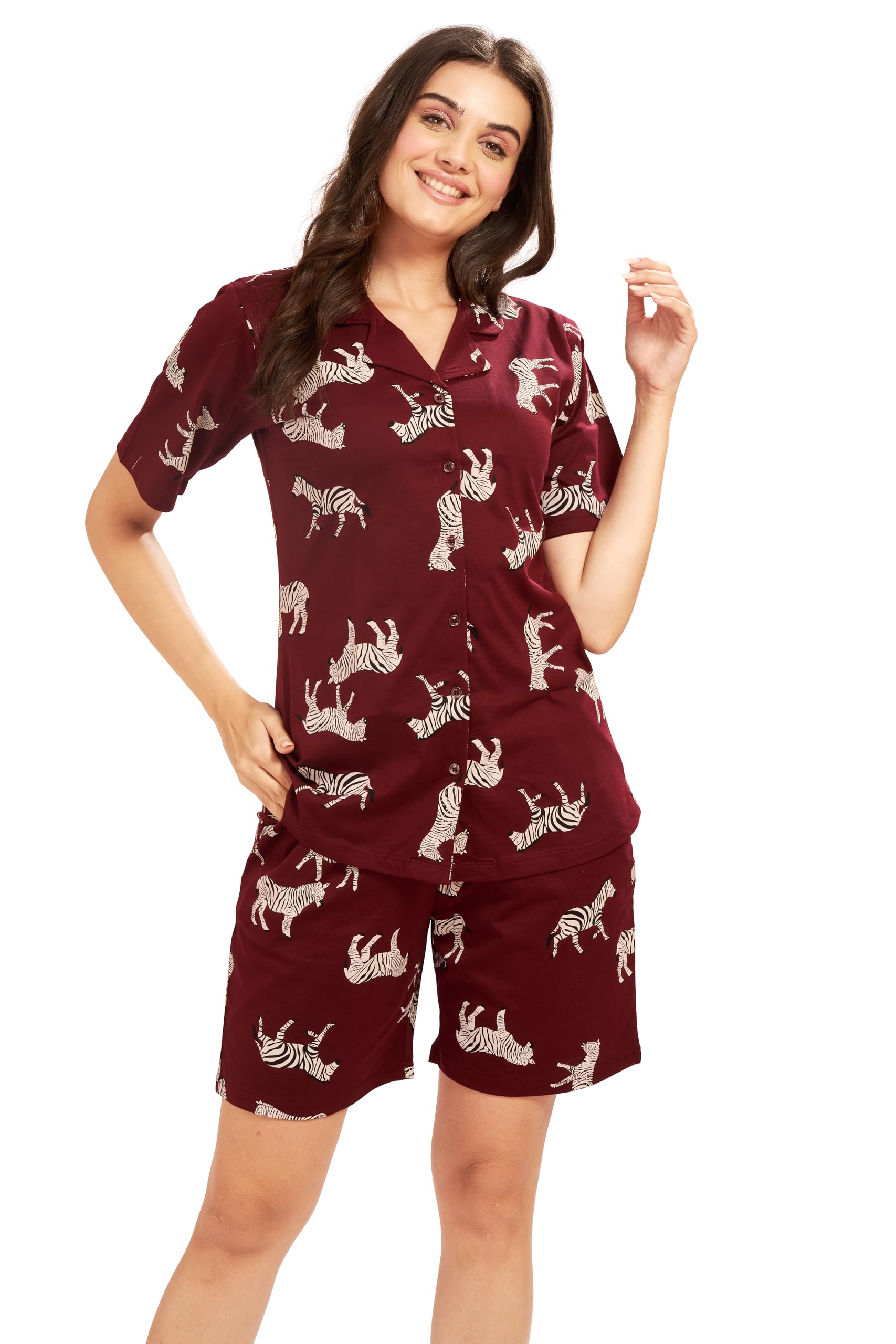 av2 Women Cotton Printed Round Neck Sleeveless Nightsuit Set|Bermuda Shorts Set|Casual Night Dress Pajama Set -2122-picture-13