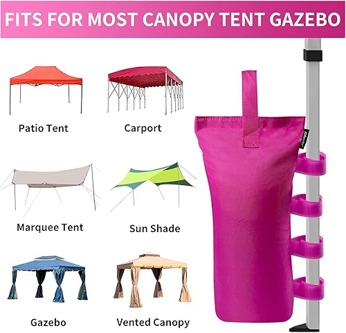 Vista 26 de Joramoy Bolsas de peso resistentes (150 libras) para tienda de campaña desplegable – Pesos para patas, juego de 4, color azul (sin arena)