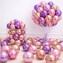 50 Pcs Pink Purple Rose Gold Metallic Chrome Balloons for Birthday Decoration Items Anniversary Baby Shower Boys Girls Kids Year With Latex Transparent Metallic Balloon Happy Birthday Decoration Kit gallery image