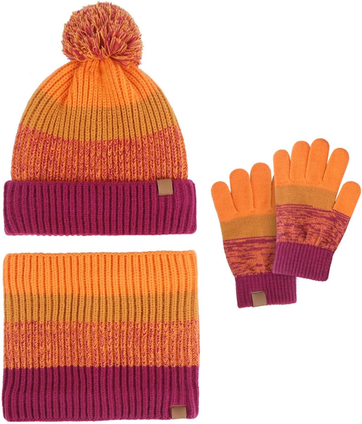 3 Pcs Boys Girls Winter Beanie Hat Scarf Gloves Set Fleece Lined Gloves Set for Kids Unisex Cold Weather Cold Weather Gifts