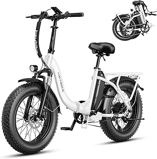 Heybike Ranger Electric Bike for Adults, Peak 1400W Upgraded Motor Ebike, 28MPH [20" Fat Tire All-Terrain] 600Wh Removable Battery Folding Step-Thru E Bike with Front Suspension