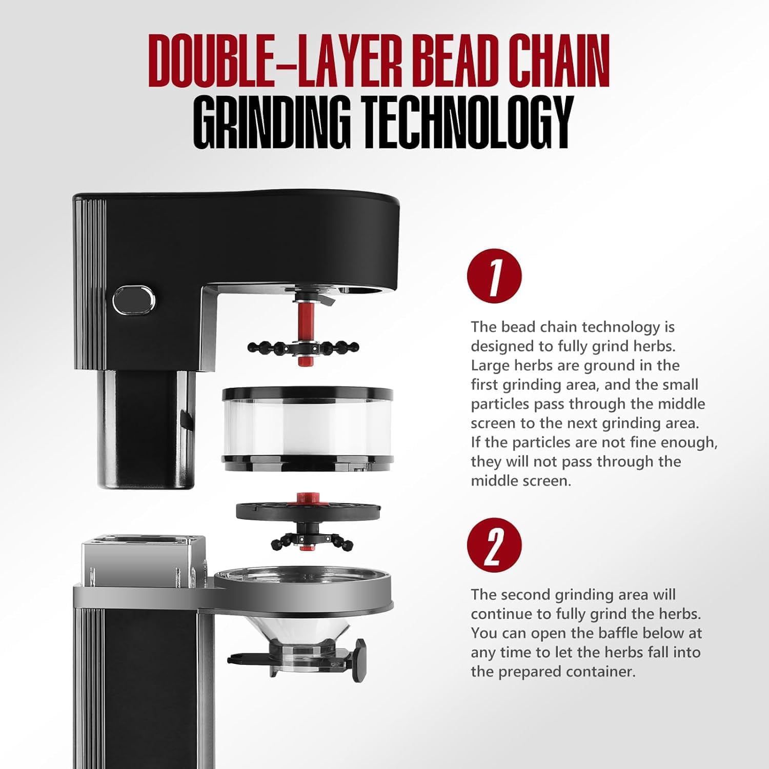 Electric Herb Grinder, 1800mah Battery Powered, 500g Large Capacity, with Storage Box, Black