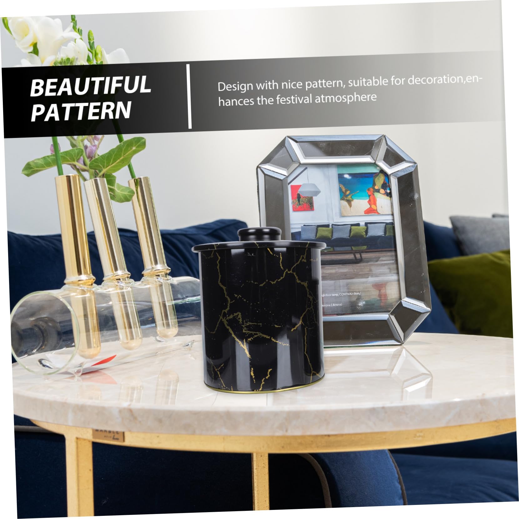 Mipcase Set 2 Barattoli per Biscotti in Latta Nero, Contenitori Decorativi e Funzionali in Stile Nordico, Leggeri e Compatti, per Conservare Dolci a Casa