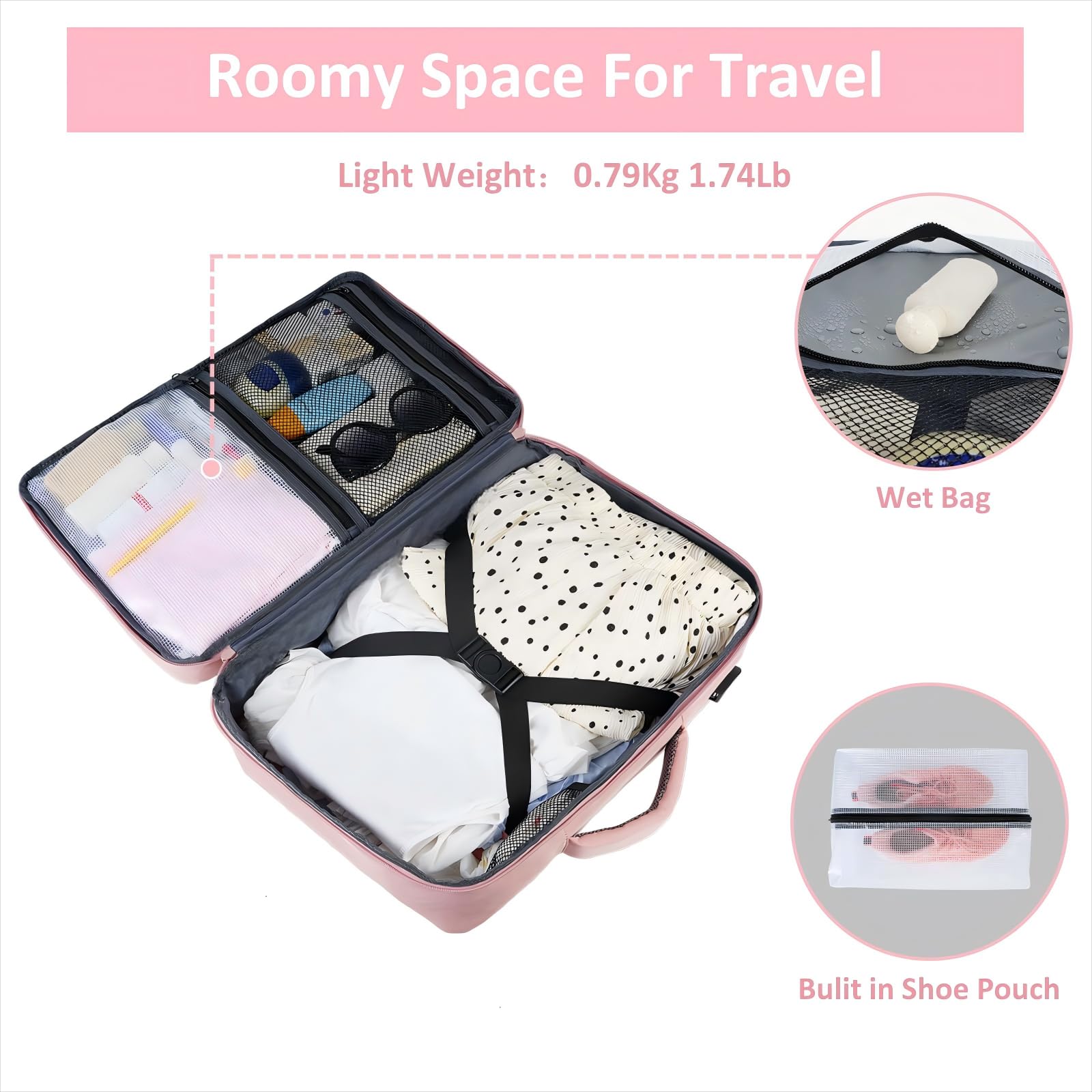 Travel Laptop Plecak Dla Mężczyzn Kobiety, Zatwierdzona Przez Samolot Plecak Podróżny Z Portem ładującym USB Dla Business Business Plecak Laptopa,Pink