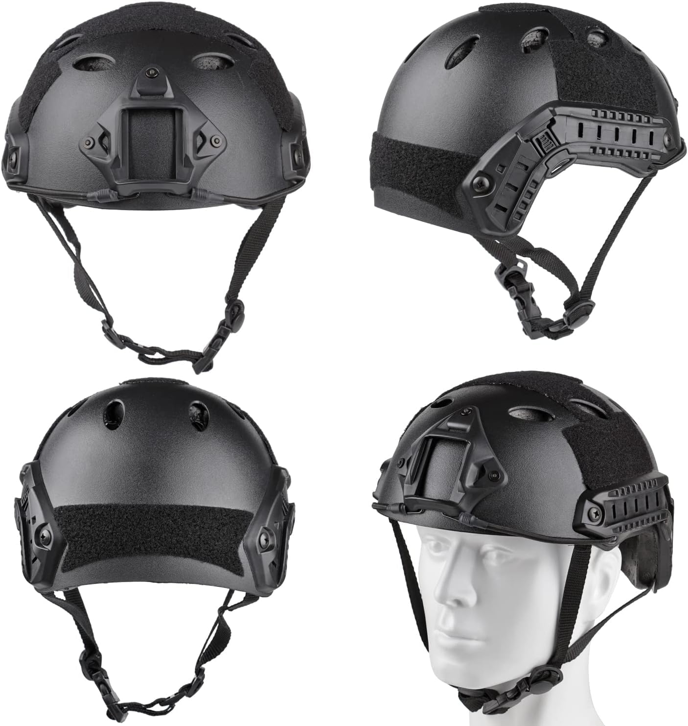 Máscara táctica Airsoft Gear Airsoft, casco con gafas desmontables, casco de Paintball PJ Fast con soporte frontal NVG y riel lateral