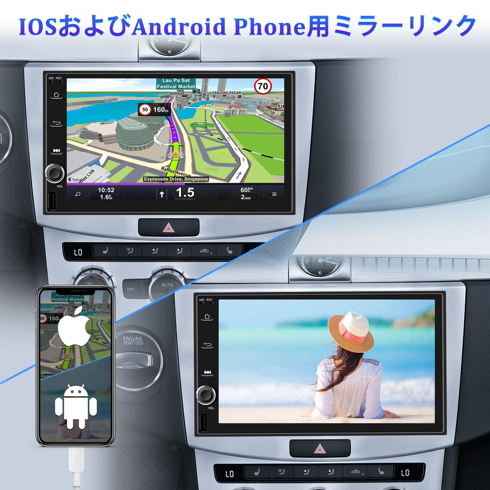 Amazon.co.jp: Camecho 2DIN 7インチ Android カーオーディオ 
