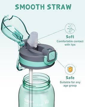 Opard 1000 ml Water Bottle with Straw Cap, Dishwasher Safe, BPA-Free, Leak Proof Flip Top Bottle