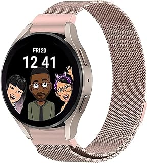 سوار مغناطيسي شبكي معدني ميلانيز، سوار ستانلس ستيل لساعة سامسونج جالاكسي 6 و5 و4 مقاس 44 ملم و40 ملم و5 برو باند 45 ملم وجالاكسي ووتش 4 كلاسيك 46 ملم و42 ملم، 20 ملم من المعز