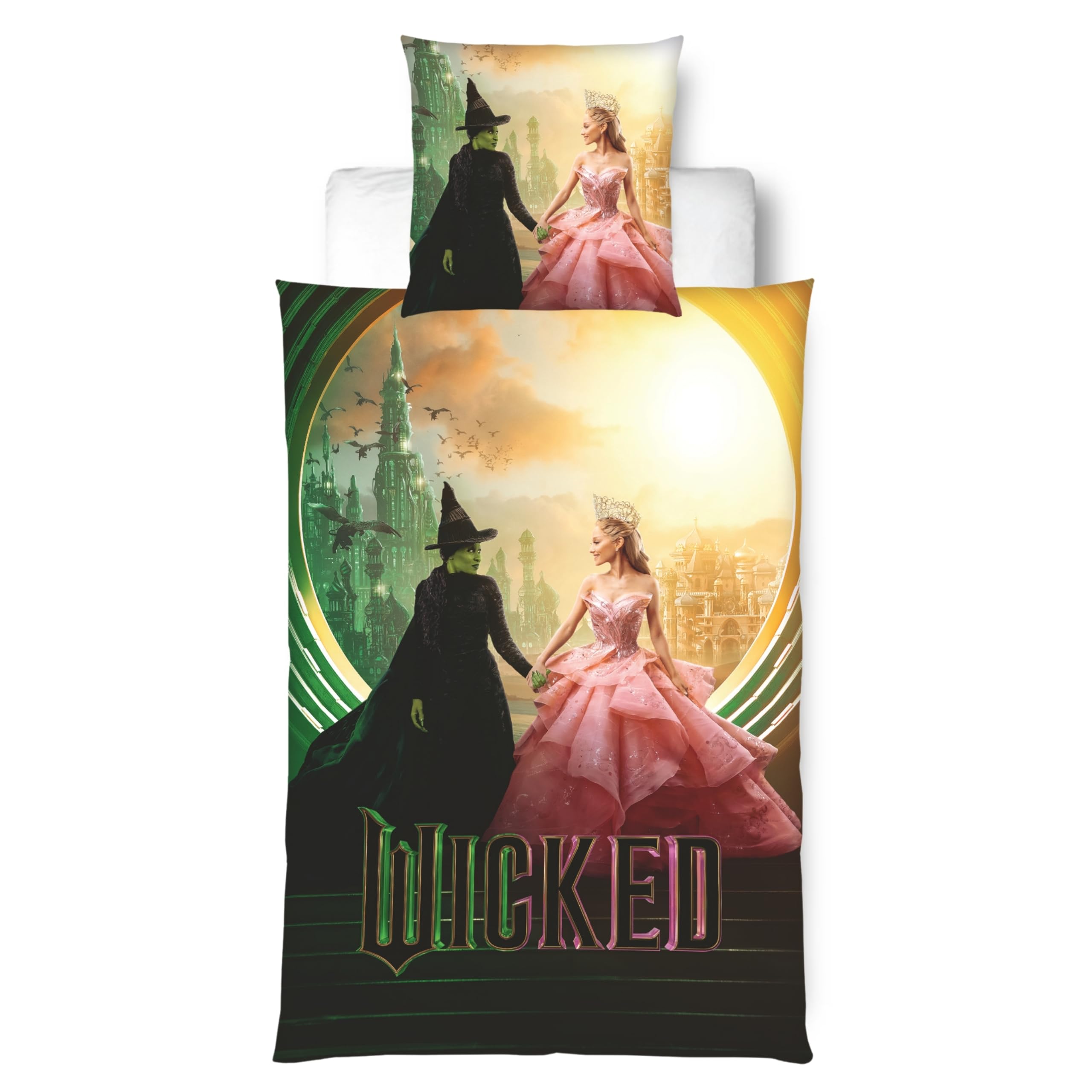Parure de lit Wicked 135x200 cm avec Elphaba & Glinda et taie d'oreiller
