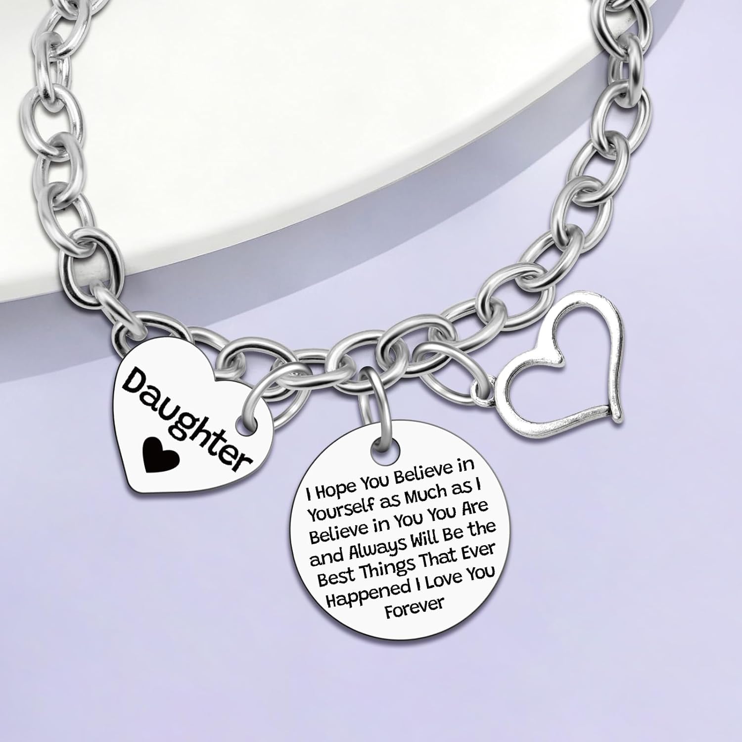 Sazuwu Daughter Bracelet from Mother Daughter Birthday Gifts from Mom Dad Daughters Wedding Gift Stainless Steel Bracelet Gift Anniversary Mothers Day Present for Teens Jewelry for Women - Image 5