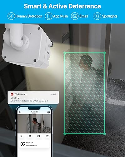 Miniatura 6 de ZOSI Sistema de cámara de seguridad para el hogar PoE de 16 canales 4K con audio 8 MP 16 canales H265 NVR con 4 TB HDD 8 cámaras IP PoE de 8 MP con