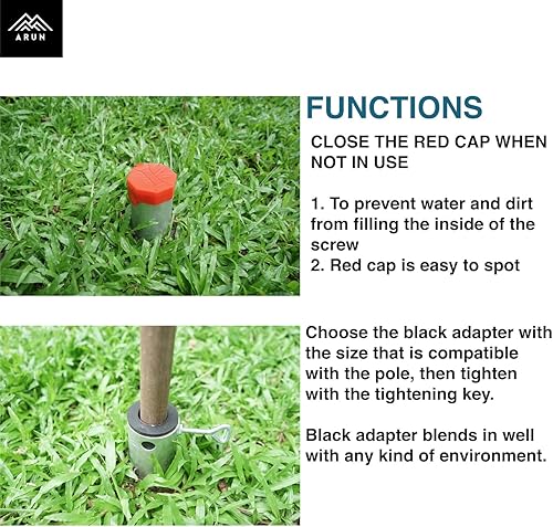 Miniatura 5 de Juego de 2 anclajes de tornillo de tierra sin excavación para estacas de poste de tierra de 1-1 78 mangas de plástico  Soporte galvanizado para