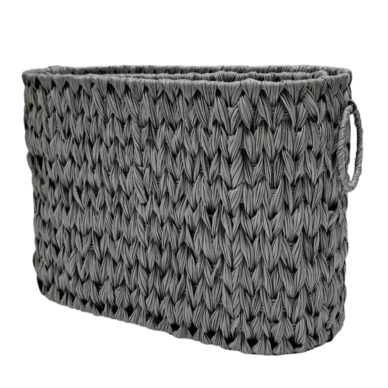 Amangul Grey Elegant Wicker Storage Basket With Lid Narrow Bathroom Organizers For 6 To 9 Rollsl Portable For Closet(Not Include Lid)