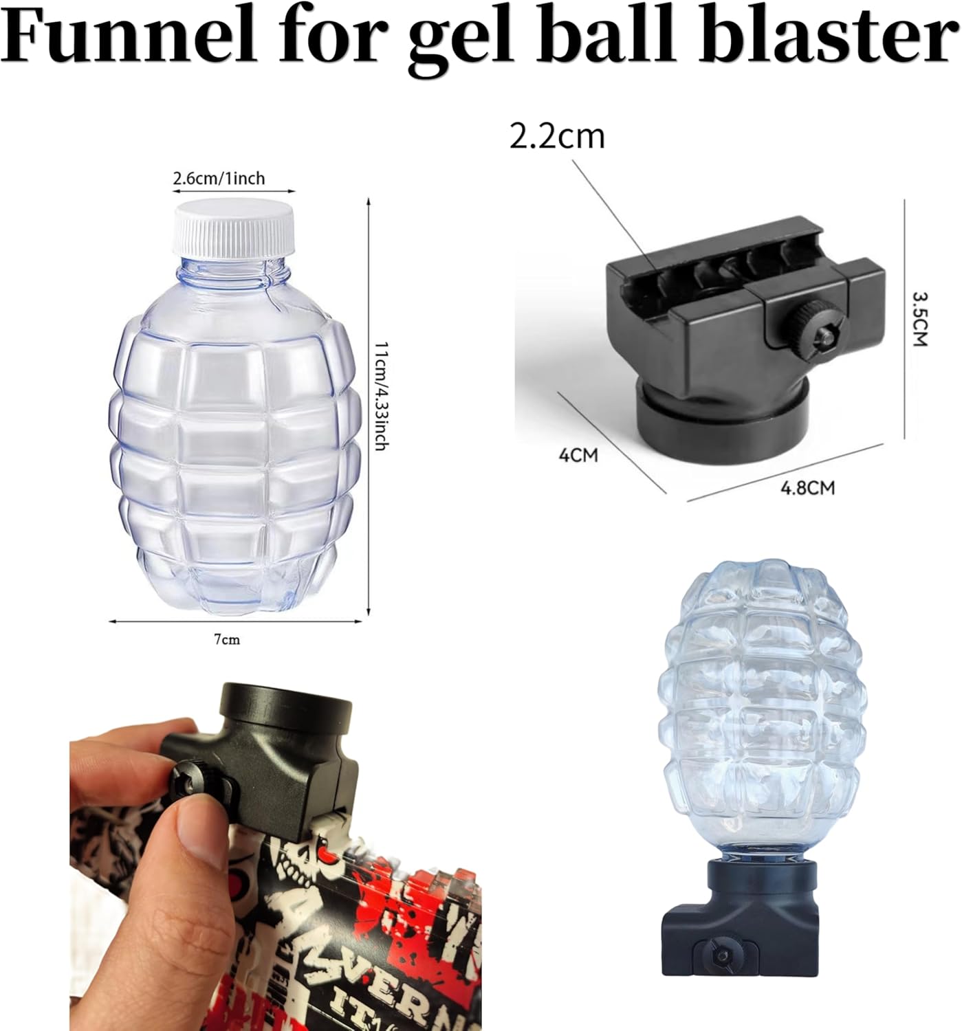 spark future Gel Blaster Accessories,Attachment,with Holder Bottle Funnel Splatter Ball Gun Parts, Suitable for Ages 14+