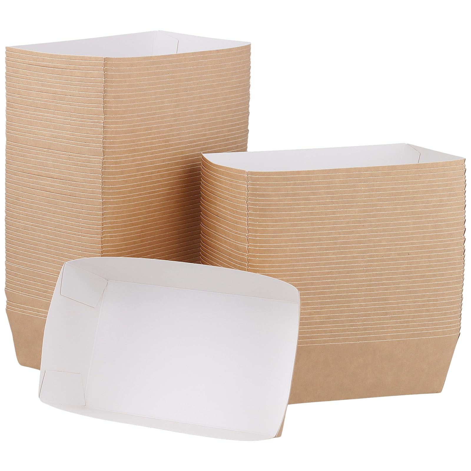 KEILEOHO Lot de 100 bols en carton jetable, 13 x 8 x 4 cm, pour saucisse au curry, frites, macarons, salade, collations, barquette alimentaire