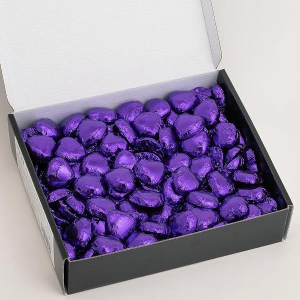Italian Options Milk Chocolate Foiled Hearts, 30 Chocolates, Purple Foil - 4