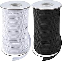 Vista 8 de Coopay Bandas elásticas planas de 40 yardas de largo, 1/2 pulgada de ancho, cuerda elástica plana para coser proyectos de bricolaje, artes y Negro