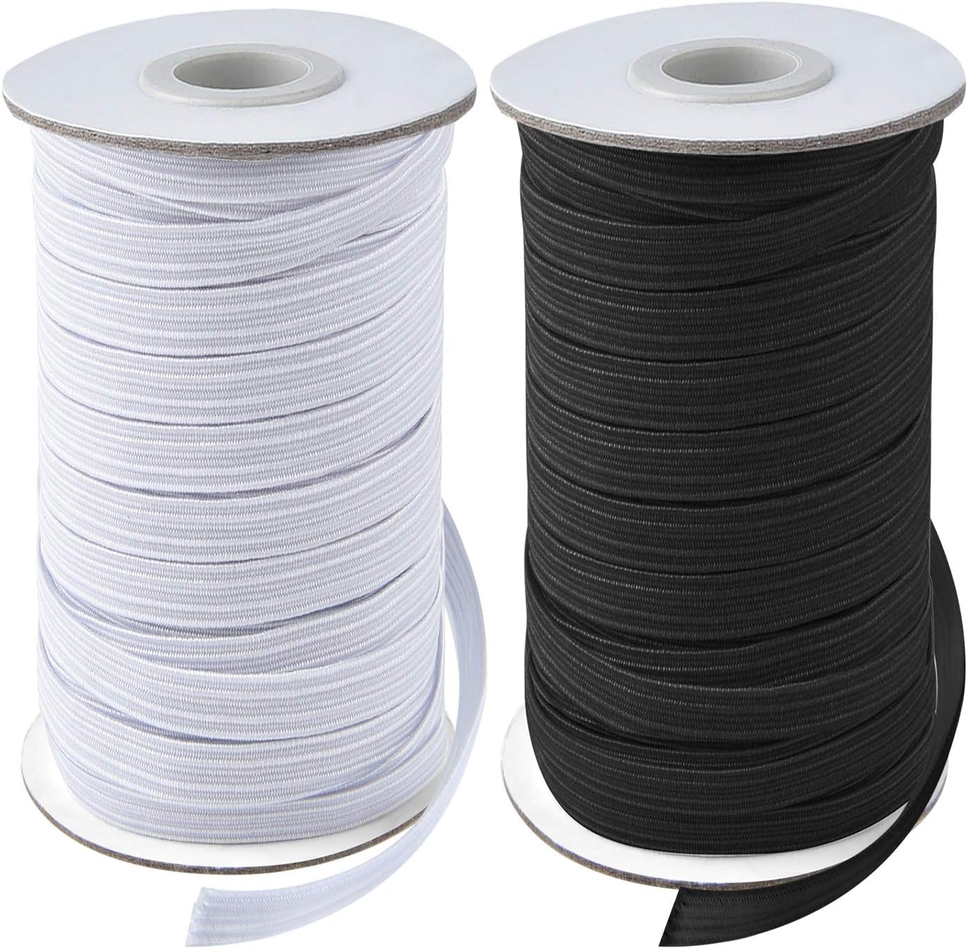 Coopay 40 Yards Length 1/2" Width Elastic Bands Flat Elastic Cord Rope Heavy Stretch Spool Knit for Sewing DIY Projects, Arts & Crafts, 2 Rolls, 20 Yards/Roll (Black and White, 1/2 Inch)