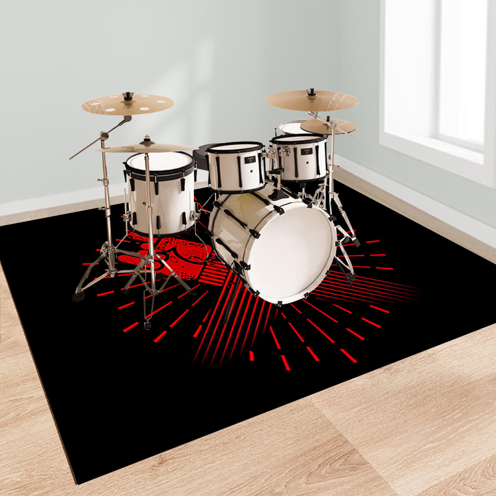 Tappeto per Batteria Professionale Tappeto Insonorizzato Tappeto a Tamburo Tappeti Antiscivolo elettronico Drum Tappeto Kit per Grancassa Tamburo Rullante e Altri Strumenti Drum Rugs 230 x 180 cm
