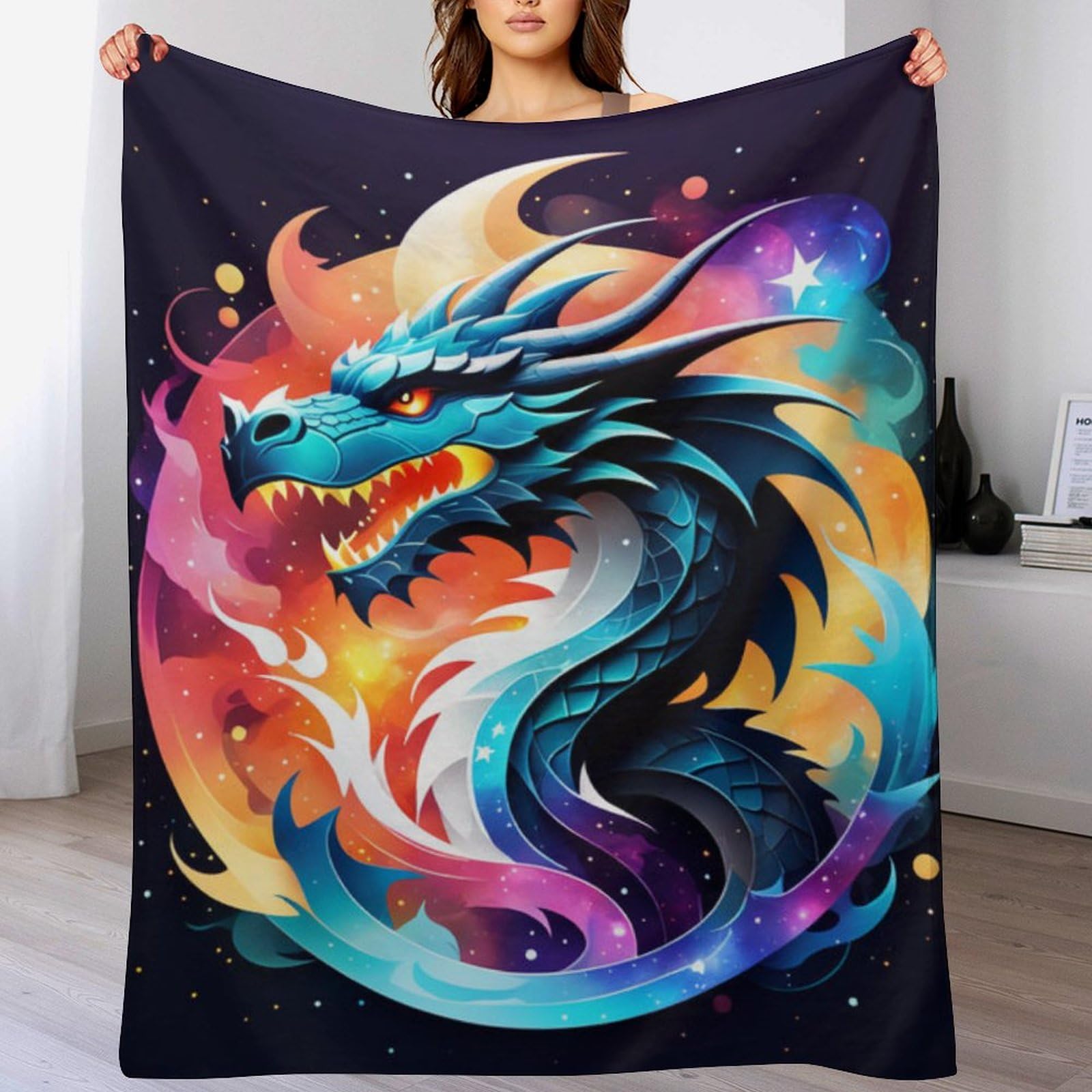 Couverture canapé dragon pour stopper le froid en home office avec flannel moelleuse