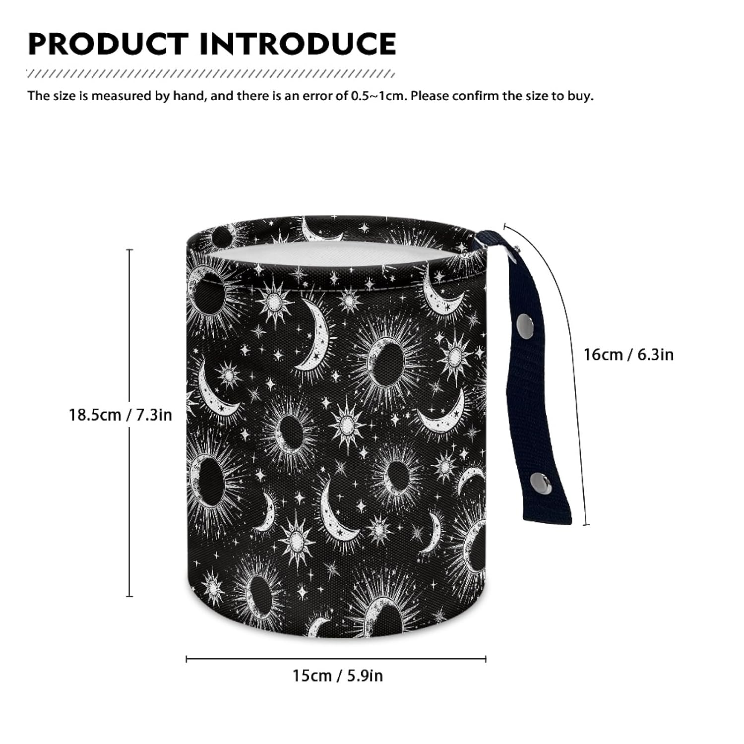 Moon and Star Car Garbage Can Small Trash Can with Leak Proof Inside Liner and Hanging Strap Cars Organizer Portable Cars Essentials