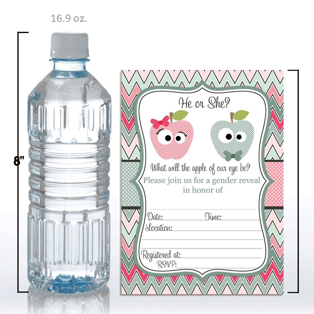 AmandaCreation Babyparty Einladungskarten – Apfel-Design, 20 Karten + Umschläge, 12,7 X 17,8 Cm
