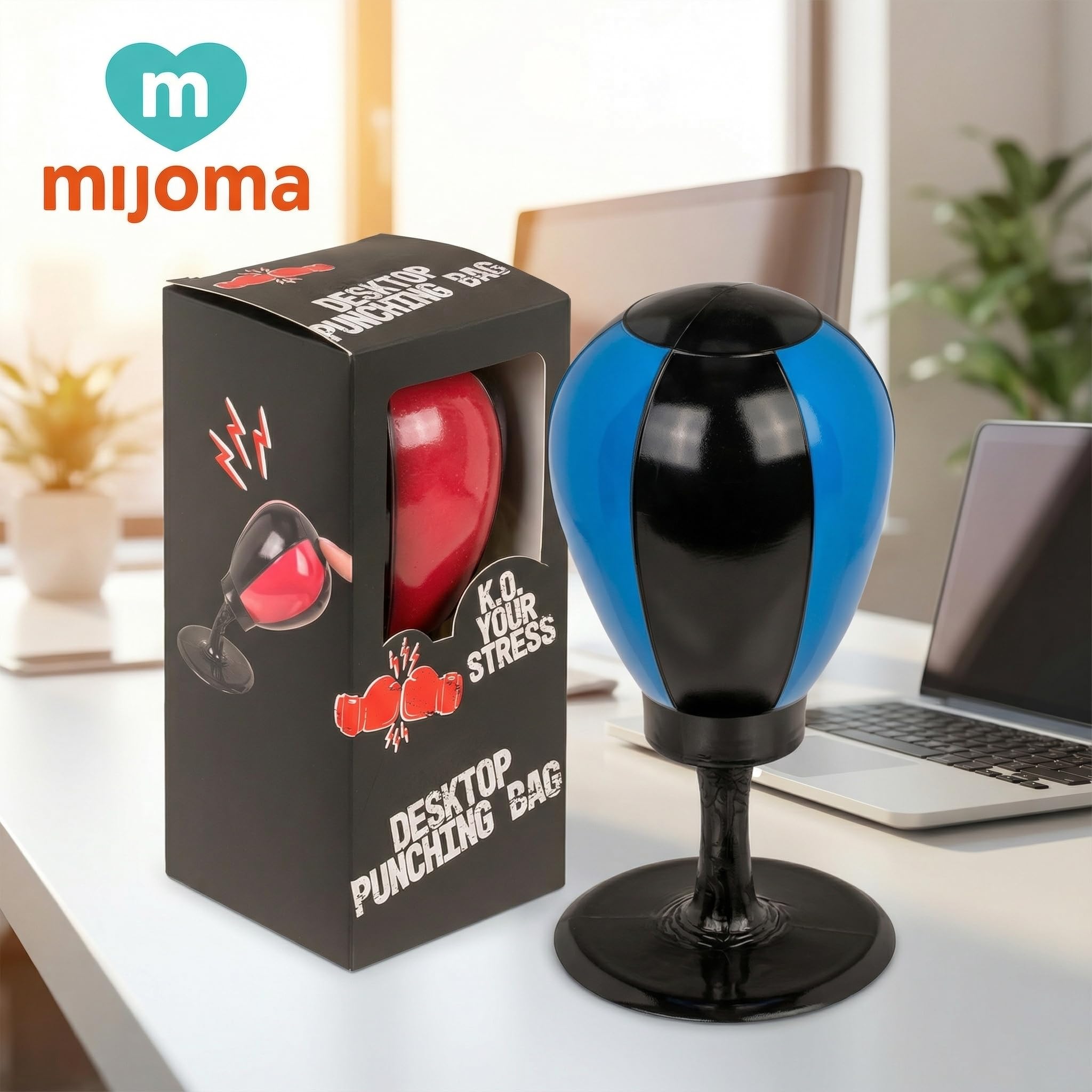 MIJOMA Borsa da boxe da scrivania 16 cm – Antistress Punching Ball con ventosa, colore casuale – Divertente antistress per ufficio e home office