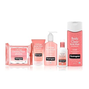 Neutrogena Oil Free Acne Moisturizer, .5% Salicylic Acid Acne Treatment, Pink Grapefruit Face Lotion for Breakouts, Non-Greasy & Non-Comedogenic, 4 fl. oz
