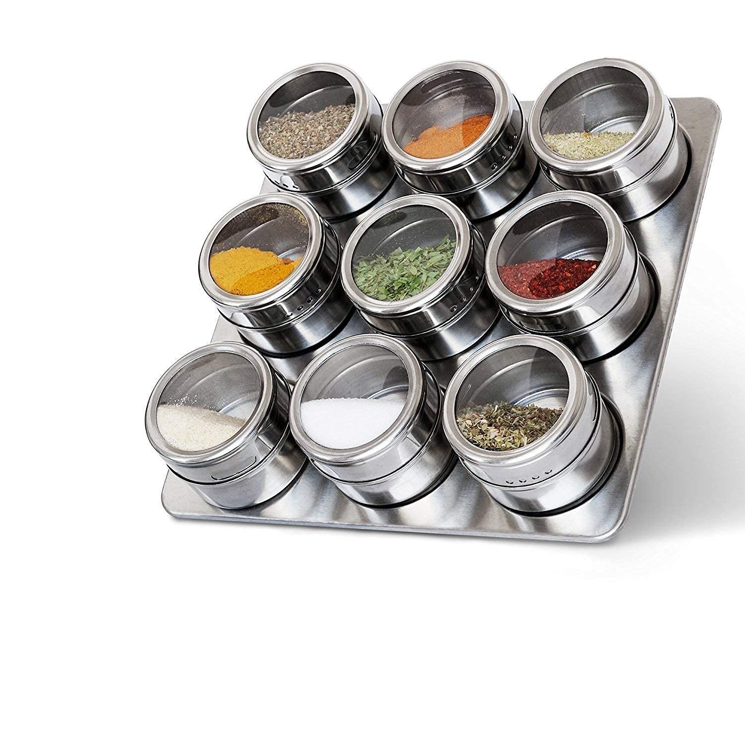 SHREEJIIH Magnetic Stainless Steel Spice Storage Rack Masala Storage Box Spice Storage Jar Tin Container With Adjustable Metal Stand To Organize And Hold Spices (Pack Of 1, Silver) (B08T7JQLP4) Amazon Price History, Amazon Price Tracker