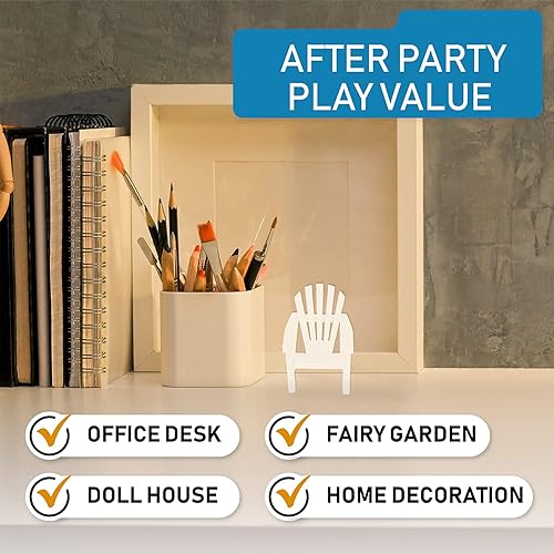 Miniatura 5 de Silla Adirondack de madera en miniatura, decoración para pastel de boda, decoración de mini muebles, tema de playa, ideal para casa de muñecas