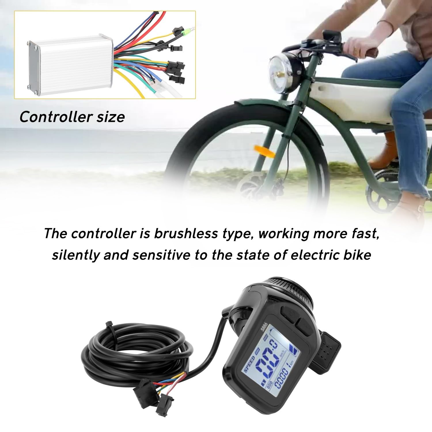 Centralina Monopattino Elettrico 24V-48V/36V-60V 350W Biciclette Elettriche Scooter Controller Motore Display Pollice Acceleratore EBike Controller Brushless Parte Brushless Motor Controller(B 24V 250