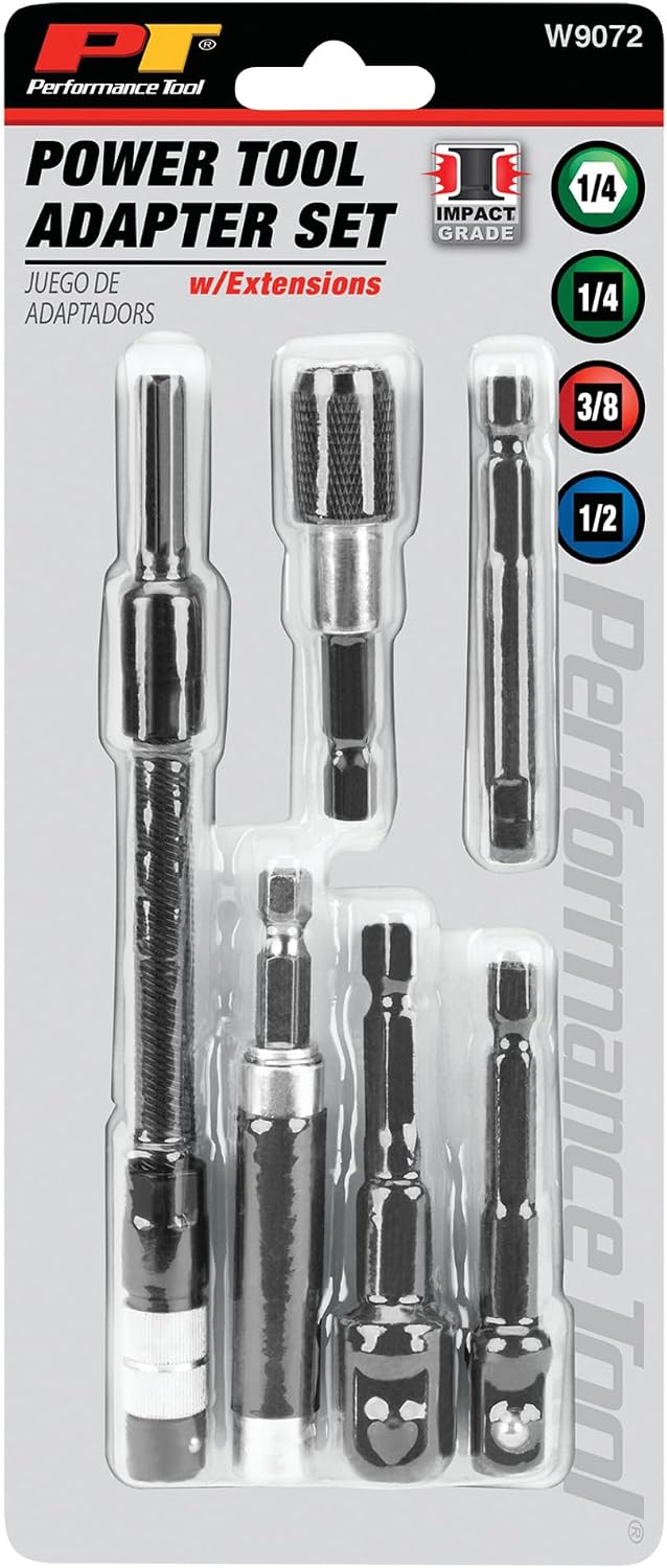 Performance Tool W9072 6 pc. Power Tool Adapter Set