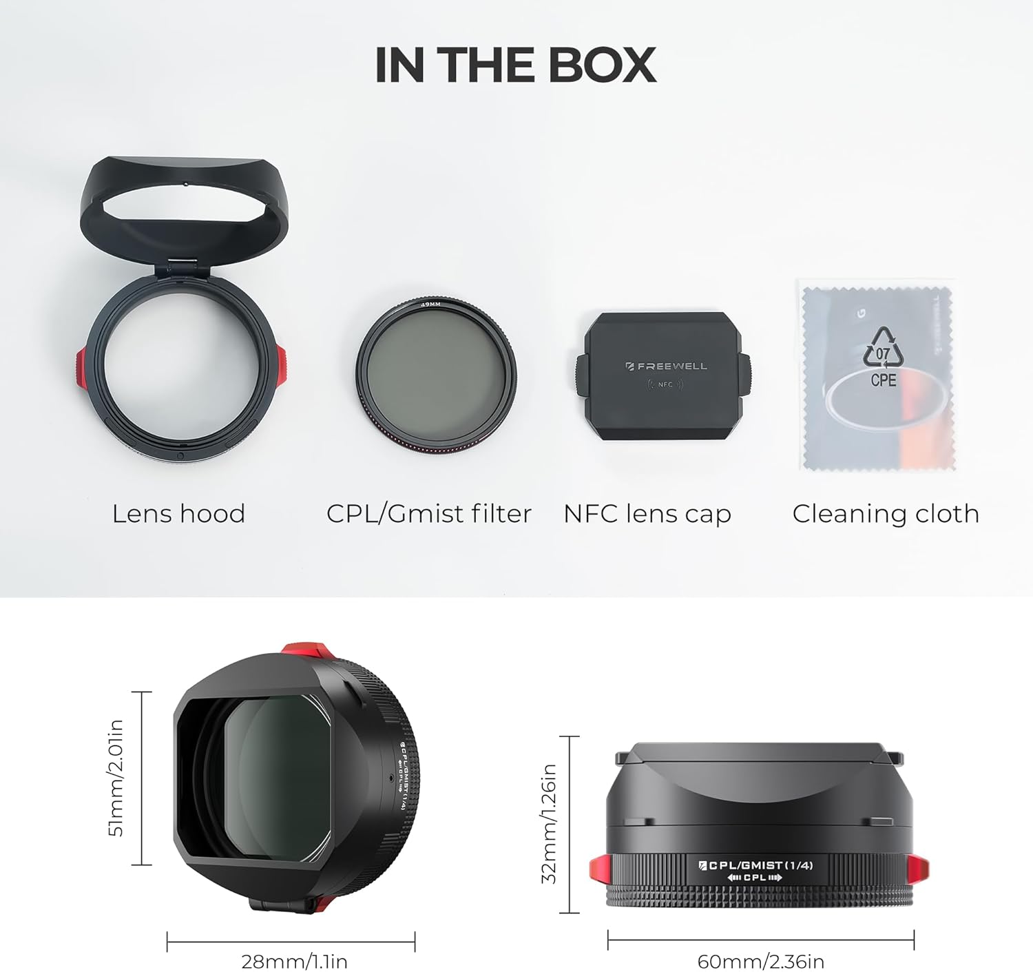 Freewell The Real Lens Hood - CPL/Mist Filter, Flipable, Touchless Operation for Fuji GFX100RF (Black)