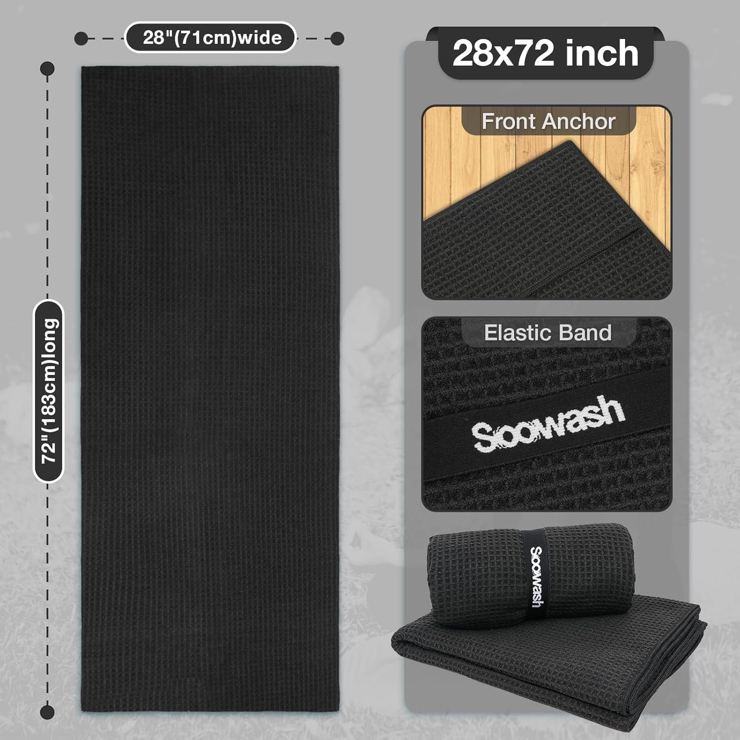 Hot Yoga Towel,Microfiber Yoga Mat Towels Non Slip for Hot Yoga Absorbent Microfiber Sweat Anti-Slip Cover,Bikram,Pilates,Exercise,Fitness 28 inch X 72 inch Beige 2 Pack Black 28 inch X 72 inch