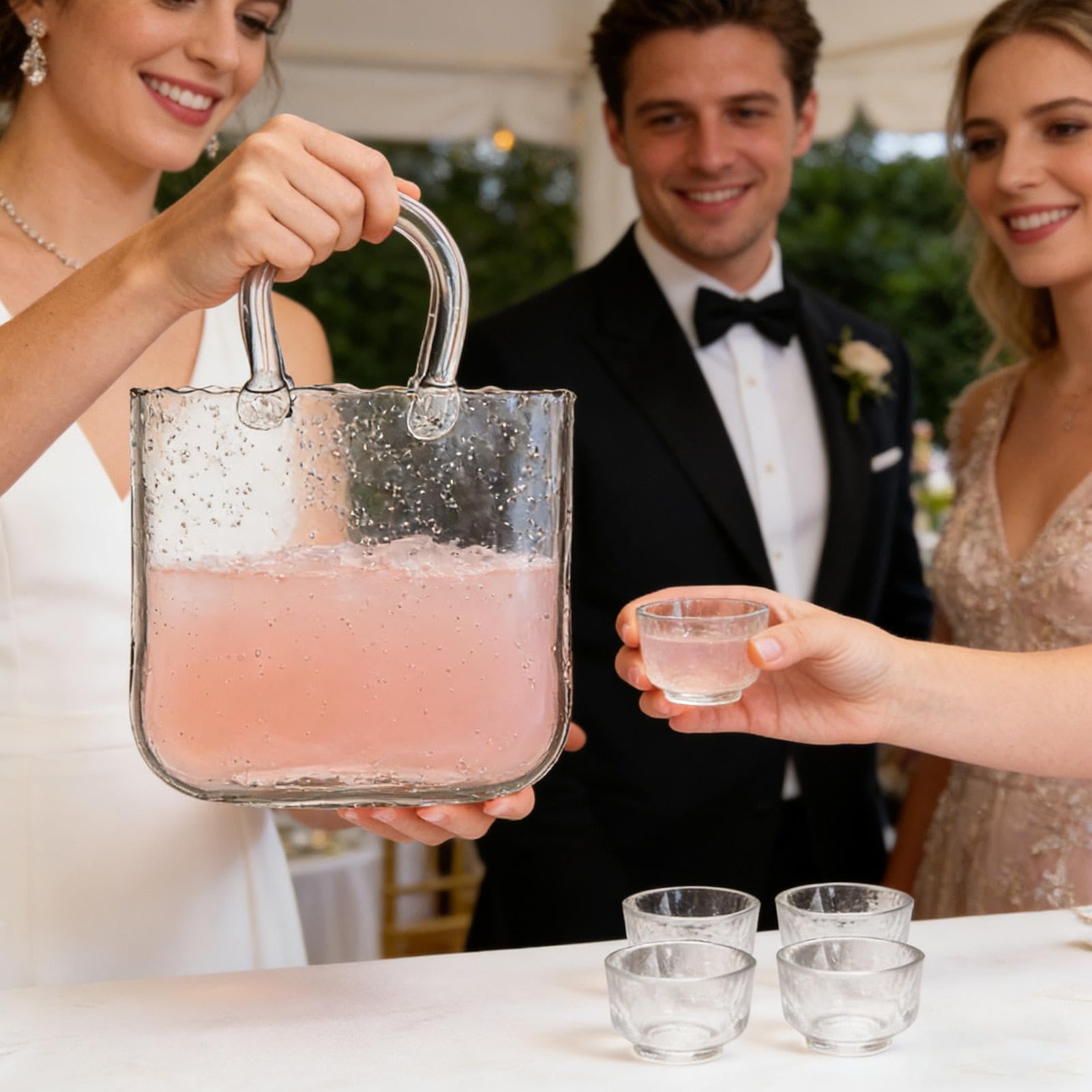 Genérico Vasos de Agua 2340 ml Taza con Forma de Bolso Transparente | para Bodas, , Reuniones, Brunch, Meriendas para , Bodas, Brunch, Té de la Tarde, Reuniones, Cumpleaños, Hogar y Cocina