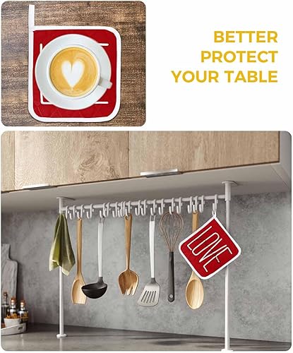 Miniatura 6 de 3 Packs Valentines Love Red Pot Holders Sets for Kitchen,Oven Pan Plate Bowl Pads Heat Proof Mat with Hanging Loop,Thick Terry Cloth Potholders Soft