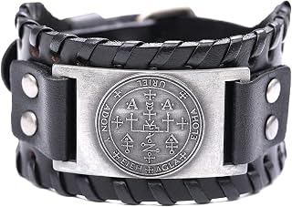 XLTFZY Bracelets Bangle Novelty Keys of Solomon the Sigil of Archangel Uriel Talisman Leather Bracelet