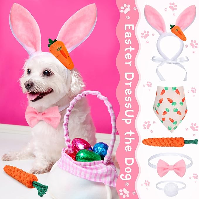 10 Piezas Disfraz Conejo para Perros Kit de Pascua miniatura 4