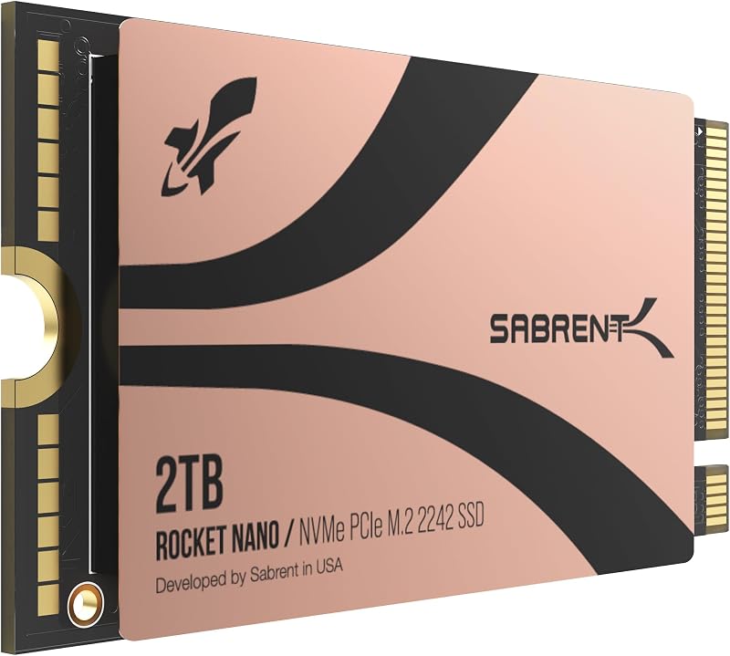 SABRENT Rocket 2242 SSD NVMe de 2 TB, PCIe 4.0 M.2, 7300 MB/s (SB-2742-2 TB) | SSD interno M.2 2242; TLC NAND; hasta 7300/6400 MB/s; para portátiles, mini PC y dispositivos portátiles