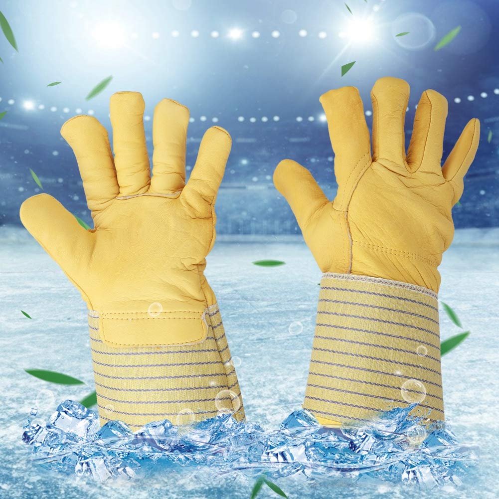 Sonew Guanti criogenici Guanti da lavoro in pelle Resistenti al freddo Guanti invernali caldi Antivento Impermeabile Polsino lungo Azoto liquido Protezione per le mani Unisex