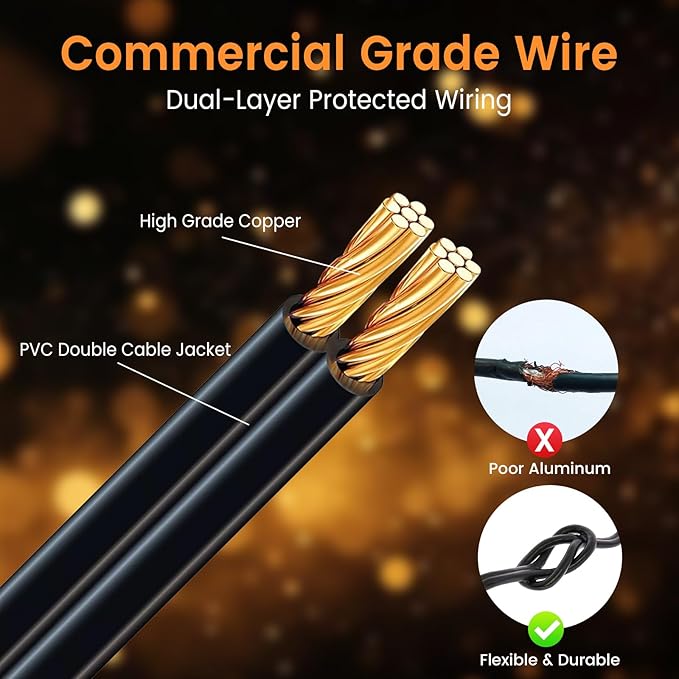 Lámparas de cadena LED 96ft con control remoto y atenuador, 48+4 bombillas IP65, luz cálida 2700K para exteriores miniatura 3