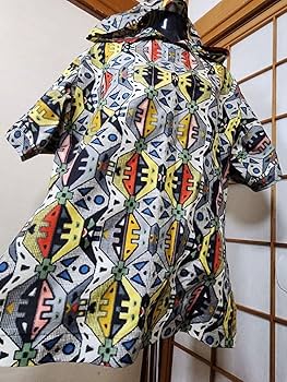 Amazon.co.jp: 銘仙着物リメイクフード付きチュニックワンピース