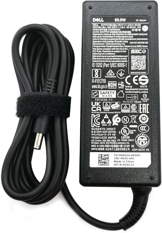 Dell 65W 4.5mm tip Laptop Charger,Latitude 3320 3330 3340 3420 3430 3435 3440 3450 3520 3530 3535 3540 AC Adapter, Black, DA65NM191