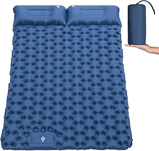 Esterilla Autoinflable Camping 2 Personas, Colchoneta Camping Hinchable con Almohada y Bomba de Pie para Tienda, Viajes, Exteriores, Senderismo, Playa