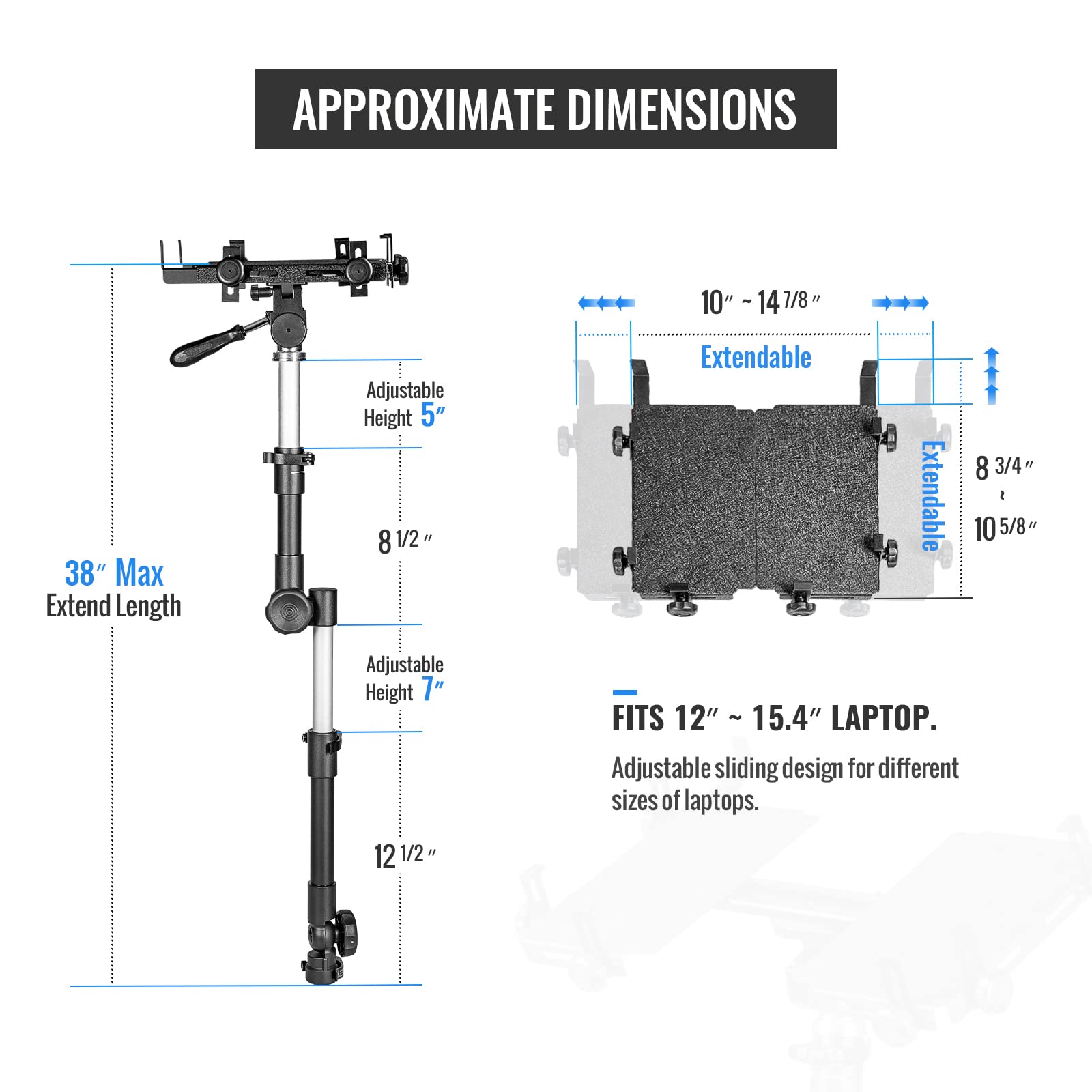 AA-Products T-100AT Aluminum Vehicle Notebook/Laptop/Netbook Computer Mount Holder for Trucks-Vans-Cars-SUVs