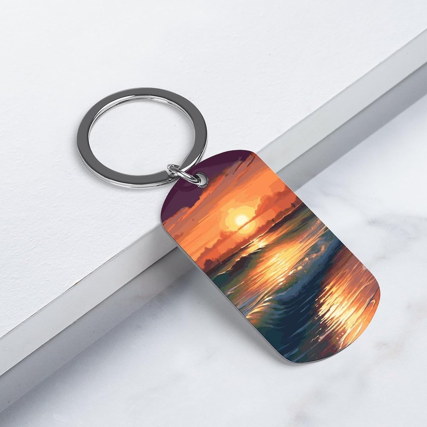 Metal Key Holder Exquisite Prints Fashion Family Key Tag with Key Ring image 3