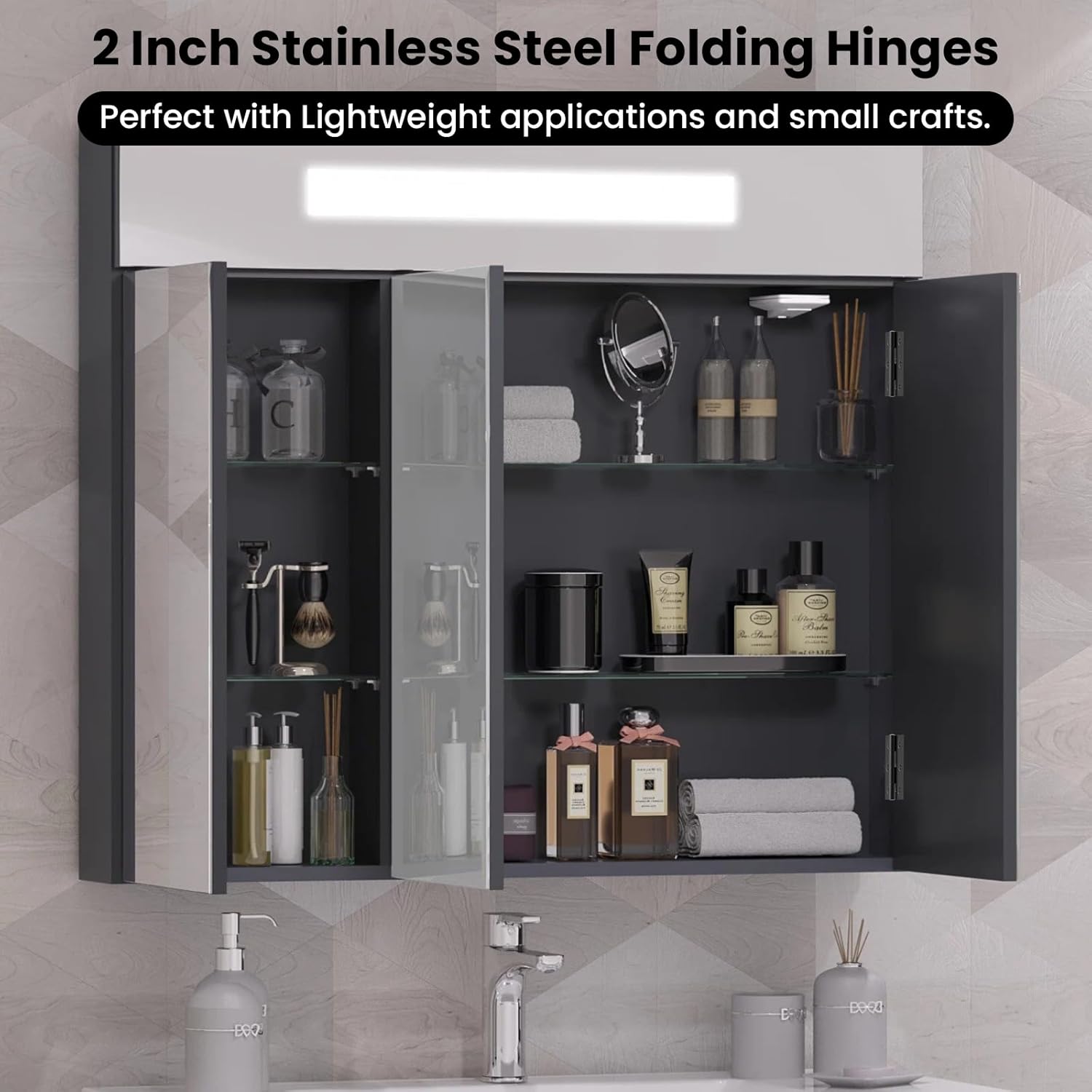 16 Pcs Small Stainless Steel Door Hinges, 2 inch Window Folding Hings, Home Furniture Hardware with 96 Screws (Black)